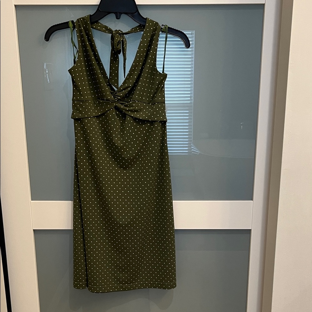 BCBGMaxAzria Olive Green Backless Dress